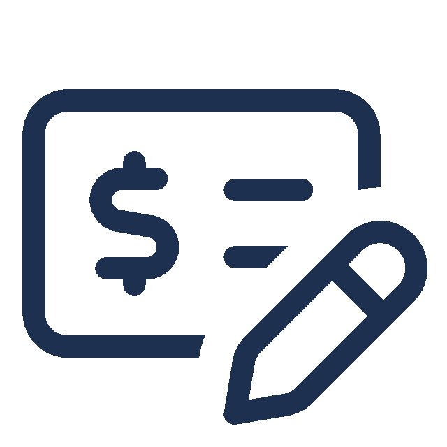 Money Check with Dollar and Pen icon